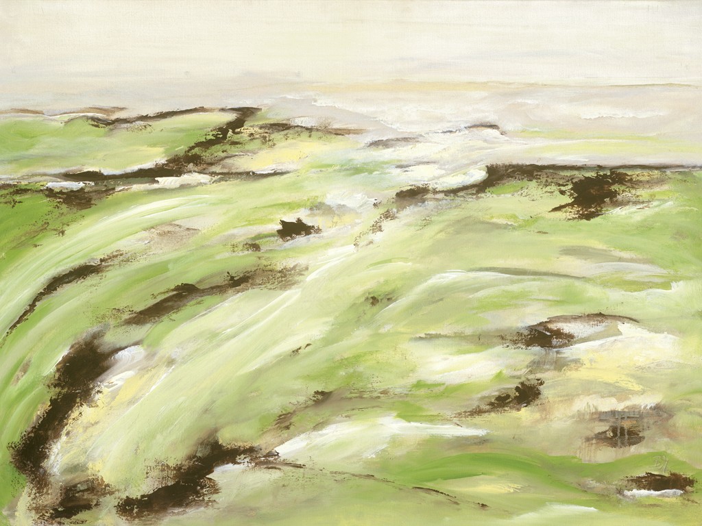 Bettina Malinowski, Hochebene (Abstrakt, moderne Kunst, Malerei, abstrahierte Landschaft, Ebene, Horizont, Büro, Business, Wohnzimmer, bunt)