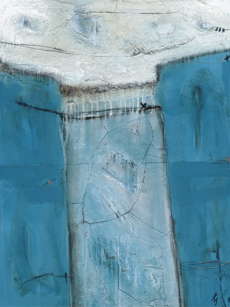 Klaus Malyska, Vertrauen (Abstrakt, gegenstandlos, Malerei, Strukturen, Farbflächen, Unruhe, Wohnzimmer, Büro, Business, blau)