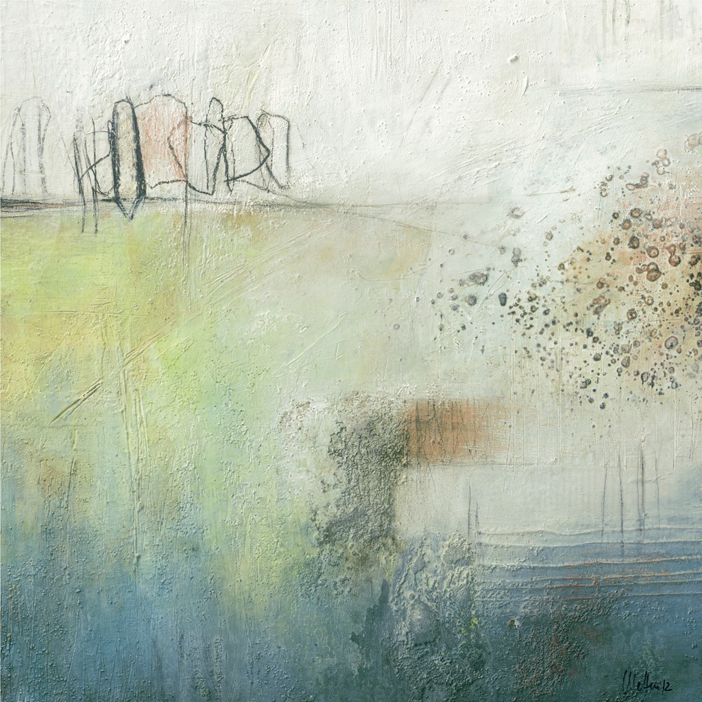 Angelika Metten, Nordische Landschaft I (Abstrakt, abstrakte Formen, Muster, Farbflächen, modern, dekorativ, Wohnzimmer, Büro, Business, Malerei, bunt)