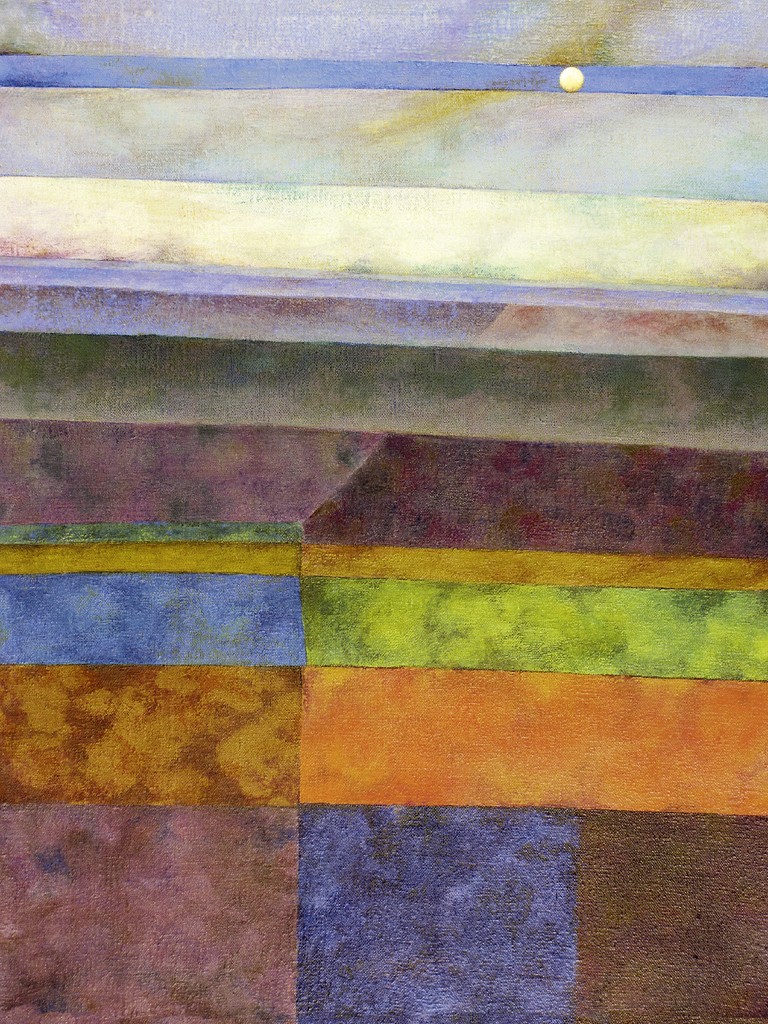 Felipe Mercadal, Landscape In A Hot Summer Afternoon (Abstrakt, Malerei, Landschaft, Farbfelder, horizontale Streifen, modern, Wohnzimmer, Treppenhaus, Büro, bunt)