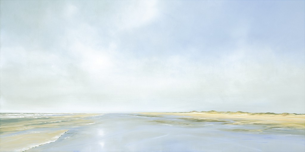 Frank Meisel, Weiter Strand (Sonnenuntergang, Meer, Horizont, Meerebrise, Strand, Stimmung, Schlafzimmer, Wohnzimmer, Malerei, bunt)