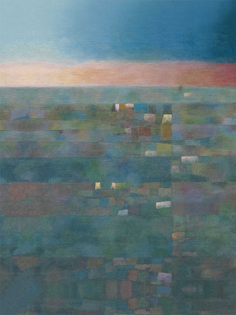 Felipe Mercadal, From my window I (Abstrakt, Malerei, Mosaik, geometrische Muster,  modern, Wohnzimmer, Treppenhaus, Büro, bunt)