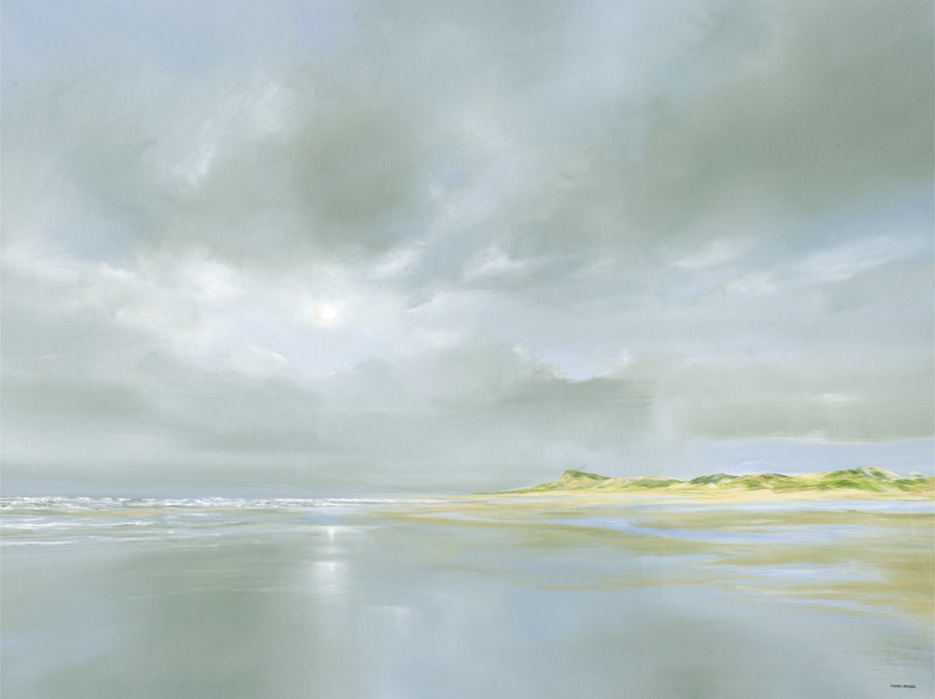 Frank Meisel, Ein Tag am Meer (Wolken,  Meer, Sandbank, Horizont, Meerebrise, Stimmung, Schlafzimmer, Wohnzimmer, Malerei, bunt)