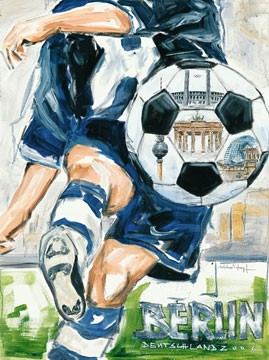 Michael Hopf, Berlin (Fußballspieler, Fußball, Berlin, Fußballverein, Figurativ, Sport, Fußball, Jugendzimmer, Modern, Malerei, Pop, Wunschgröße, bunt)