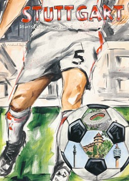 Michael Hopf, Stuttgart (Fußballspieler, Fußball, Stuttgart Fußballverein, Figurativ, Sport, Fußball, Jugendzimmer, Modern, Malerei, Pop, Wunschgröße, bunt)