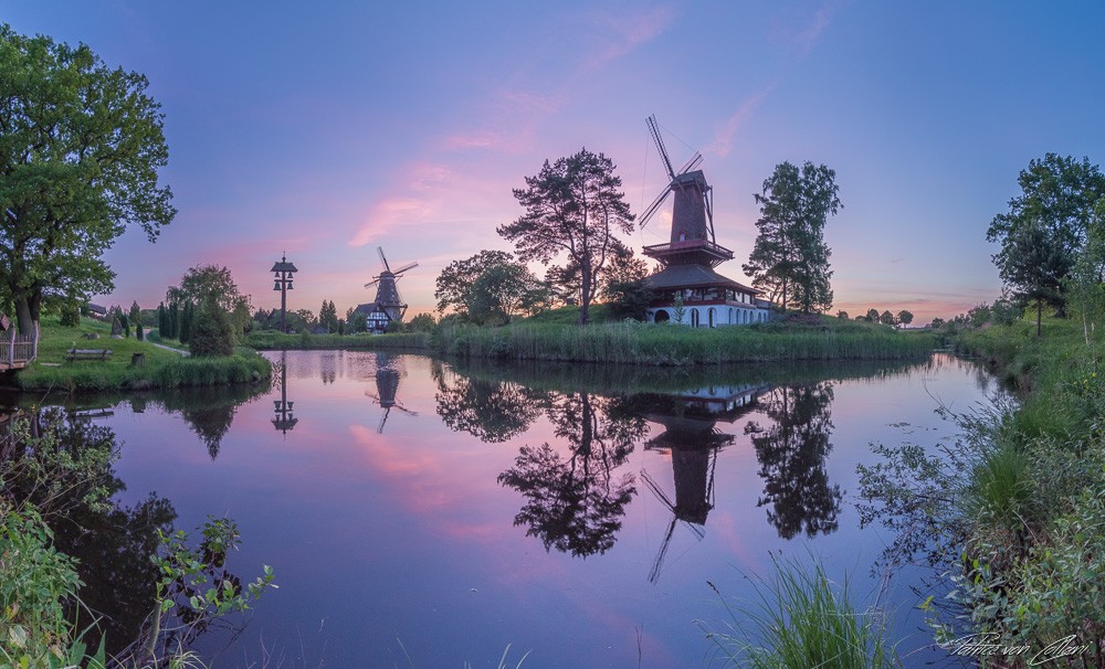 Konfiguration benutzen (Landschaft, Ebene, Windmühle, Mühle, See, Spiegelungen, Sonnenuntergang, Wunschgröße Fotografie, Wohnzimmer, Arztpraxis)