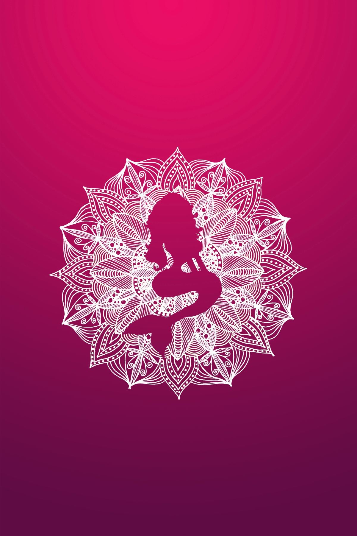 Konfiguration benutzen (Meerjungfrau, Frau, Fisch, Mandala, Kreis, florale Muster, Silhouette,  Wunschgröße, zeitgenössisch, Treppenhaus, Wohnzimmer, Jugendzimmer, pink/weiß)