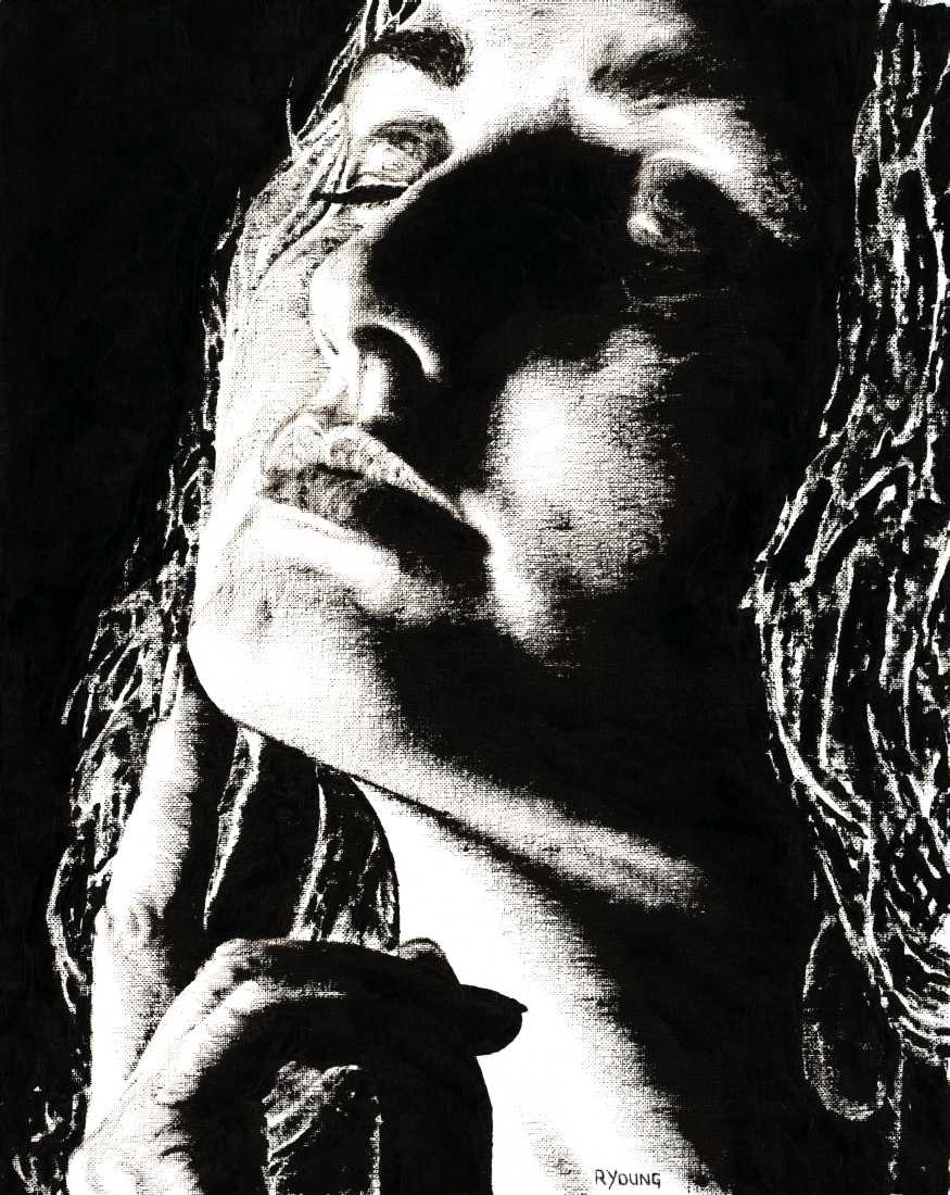 Konfiguration benutzen (Portrait, Gesicht, Blick, Frau, Malerei, zeitgenössischer Realismus, Wohnzimmer, Treppenhaus, Wunschgröße, schwarz/weiß)