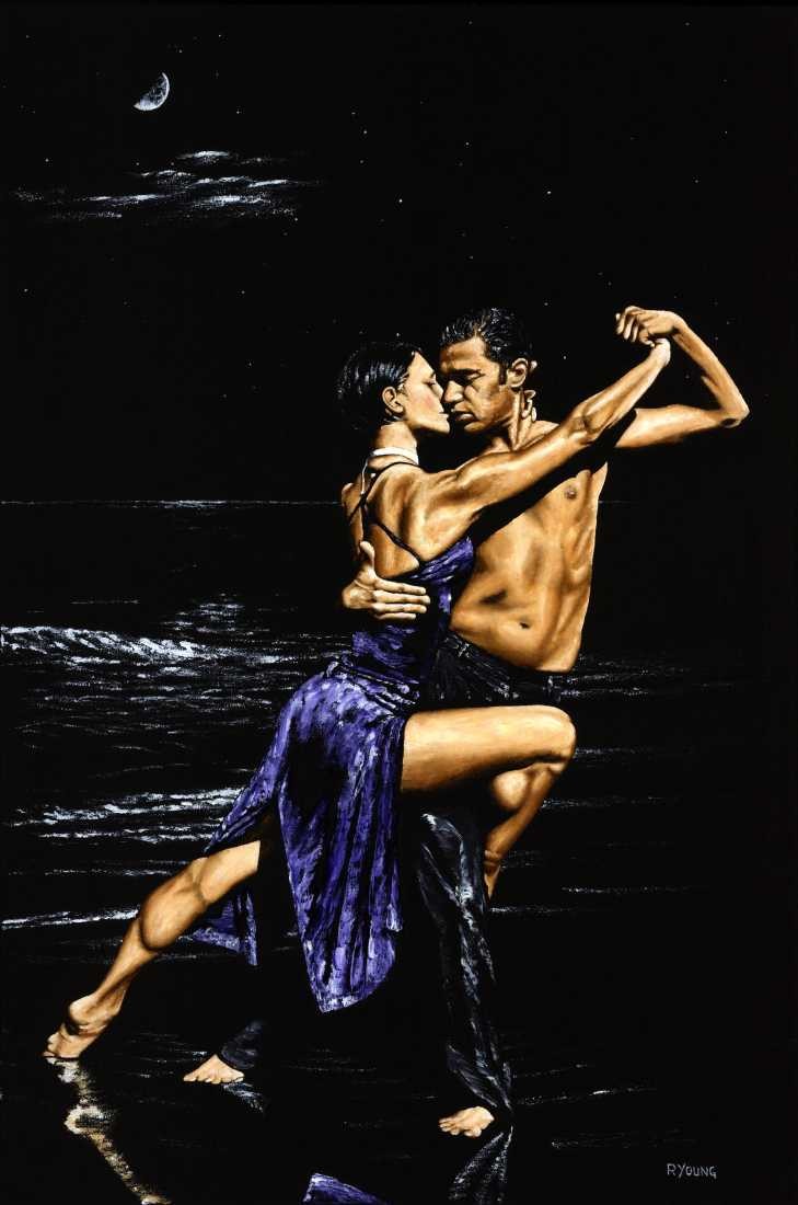 Konfiguration benutzen (Tanzpaar, Tango, erotisch, emotional, Tanz, Frau, Mann, Malerei, zeitgenössischer Realismus, Wohnzimmer, Wunschgröße, bunt)