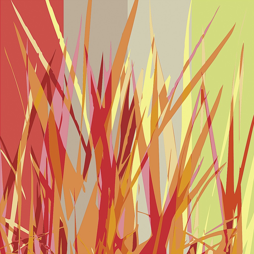Rod Neer, Blades Of Grass (Gräser, Dynamik, Flammend, leuchtend, Pop/Op Art, Pop Art, Kult, Vintage, Wohnzimmer, Treppenhaus, Jugendzimmer, gelb/orange/rot)