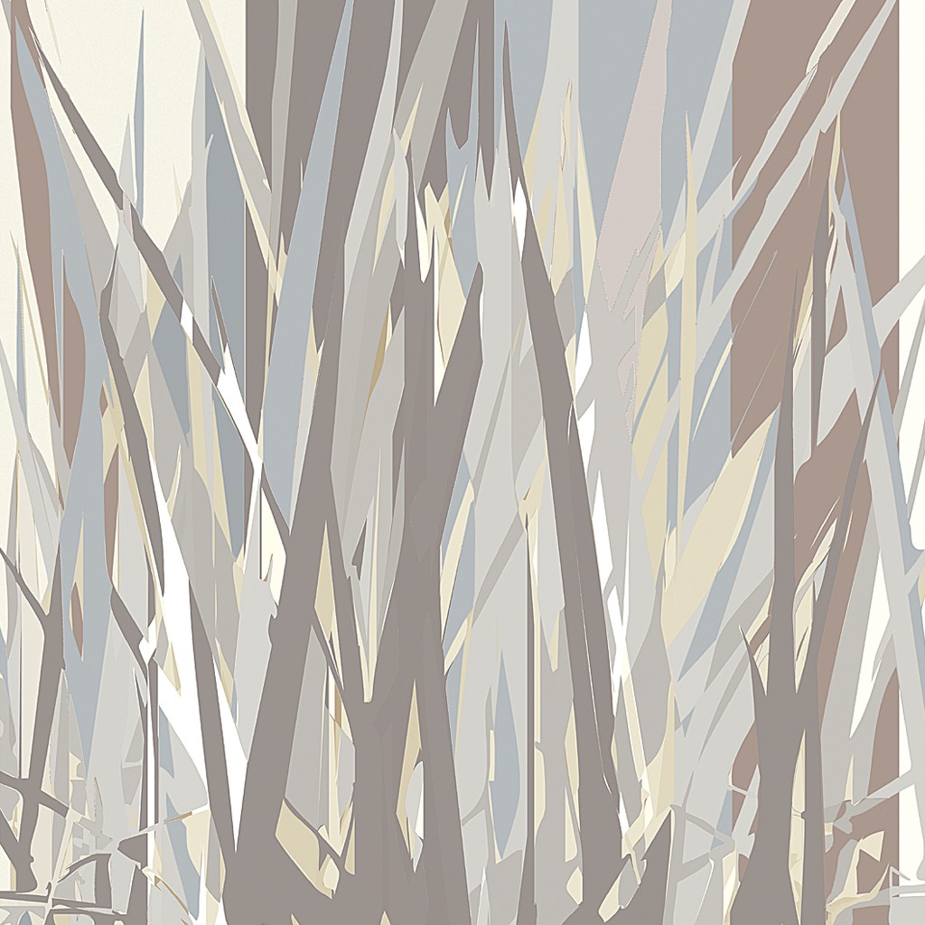 Rod Neer, Grassland Variation I (Landschaft, modern, Gräser, Dynamik, Pop/Op Art, Pop Art, Kult, Vintage, Wohnzimmer, Treppenhaus, Jugendzimmer, blass, grau-blau)