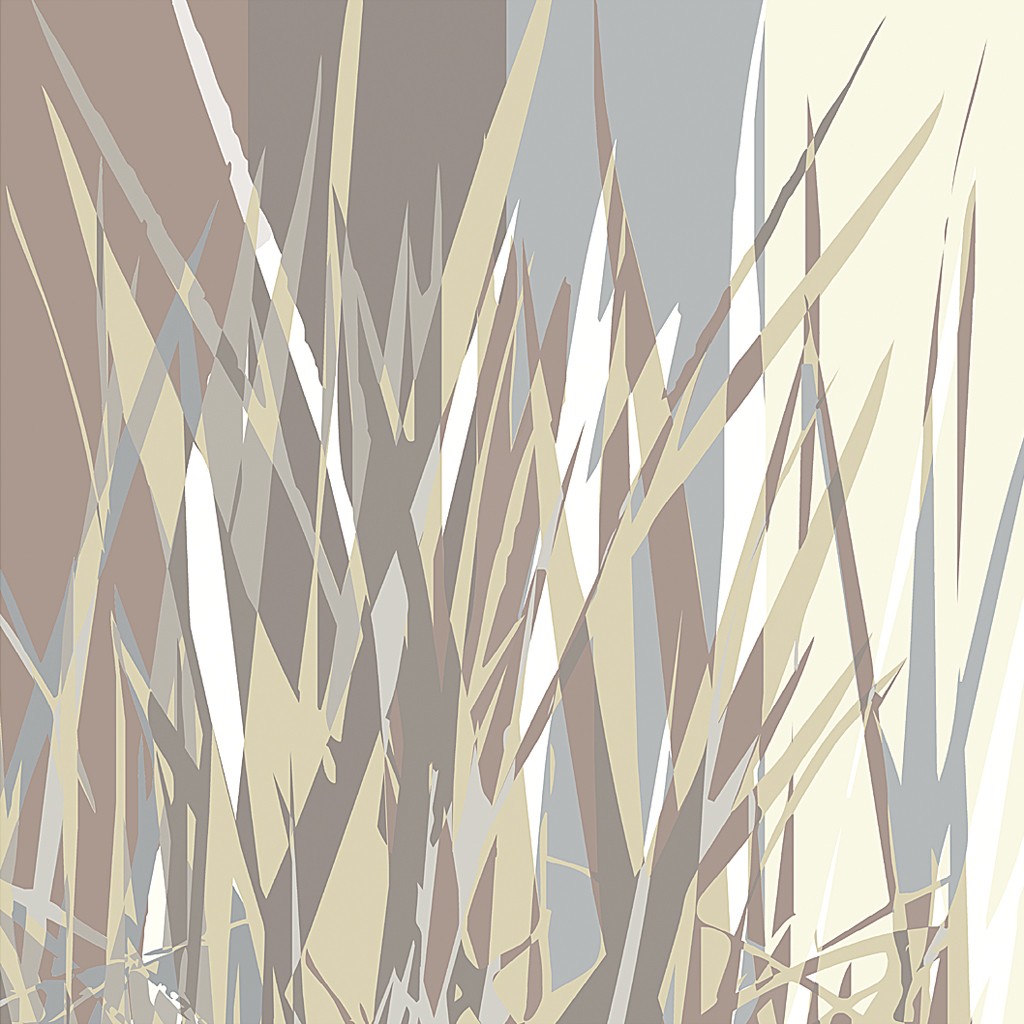 Rod Neer, Blades Of Grass Variation I (Landschaft, modern, Gräser, Dynamik, Pop/Op Art, Pop Art, Kult, Vintage, Wohnzimmer, Treppenhaus, Jugendzimmer, blass, grau-blau)