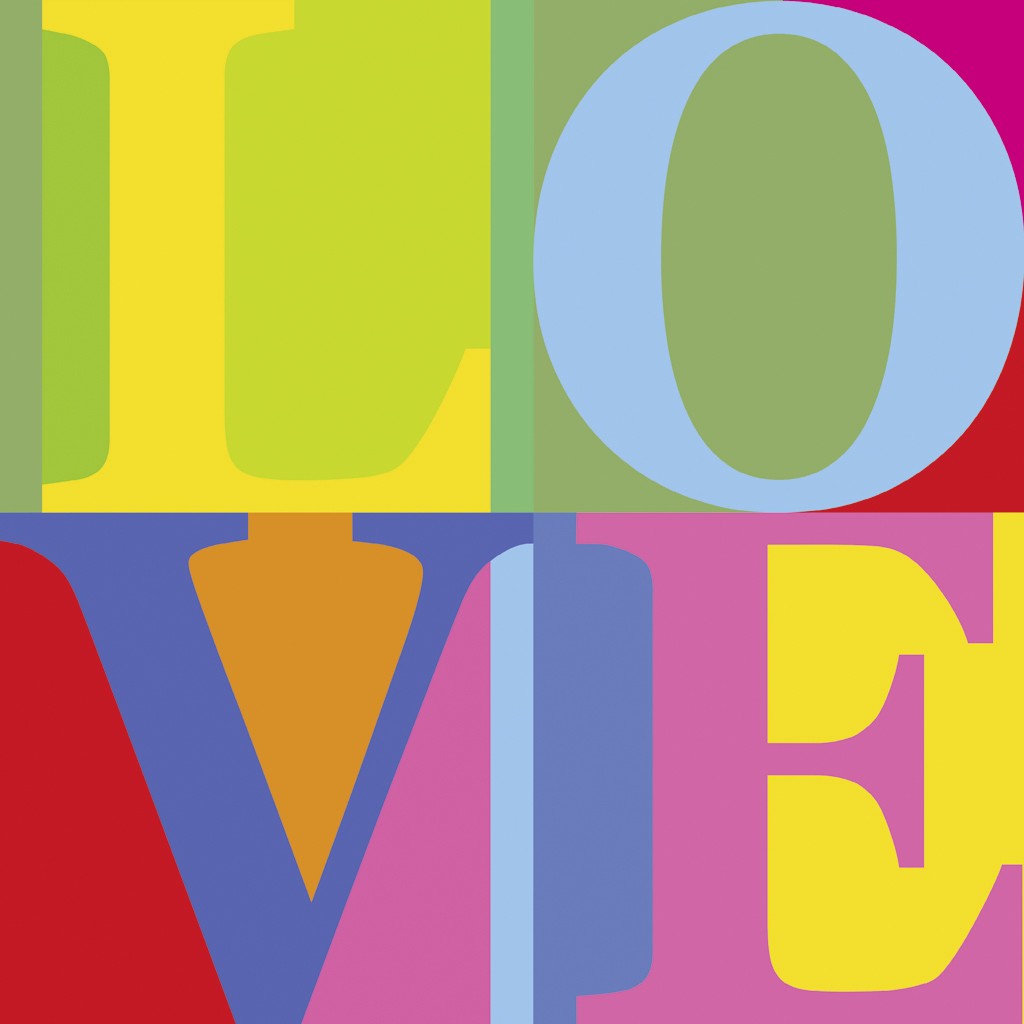 Rod Neer, Love (Kalligrafie, Motivation, Liebe, Buchstaben, Blockbuchstaben, geometrisch,  Pop/Op Art, Pop Art, Treppenhaus, Jugendzimmer, Wohnzimmer, Grafik, bunt)