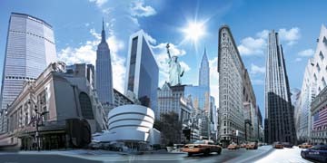 Nyss, N.Y.Highlights (Fotokunst, New York, Städte, Metropole, USA, Collage, Sehenswürdigkeiten, Wahrzeichen, Jugendzimmer, Büro, Wohnzimmer, bunt)