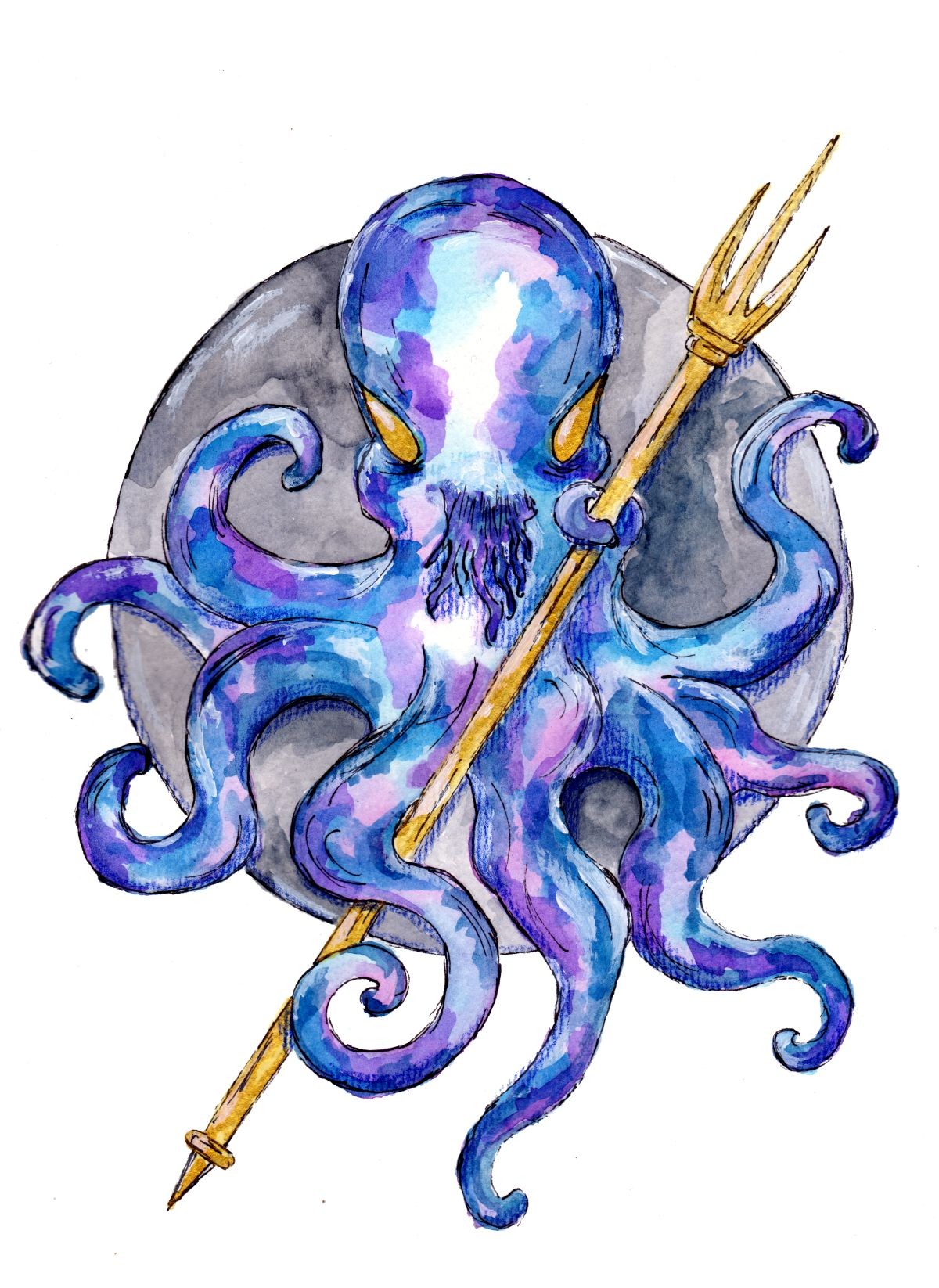 Konfiguration benutzen (Octopus, Krake, Tintenfisch, Tentakel, Tiere, Dreizack, Fantasie, Aquarell,  Wunschgröße, zeitgenössisch, Treppenhaus, Wohnzimmer, Jugendzimmer)