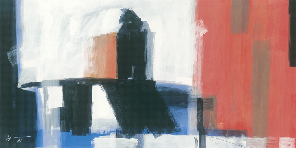 Wolfgang Pfortner, Freihafen (Abstrakt, abstrakte Malerei, Streifen, Architektur, Gebäude, abstrahiert, Wohnzimmer, Büro, Business)