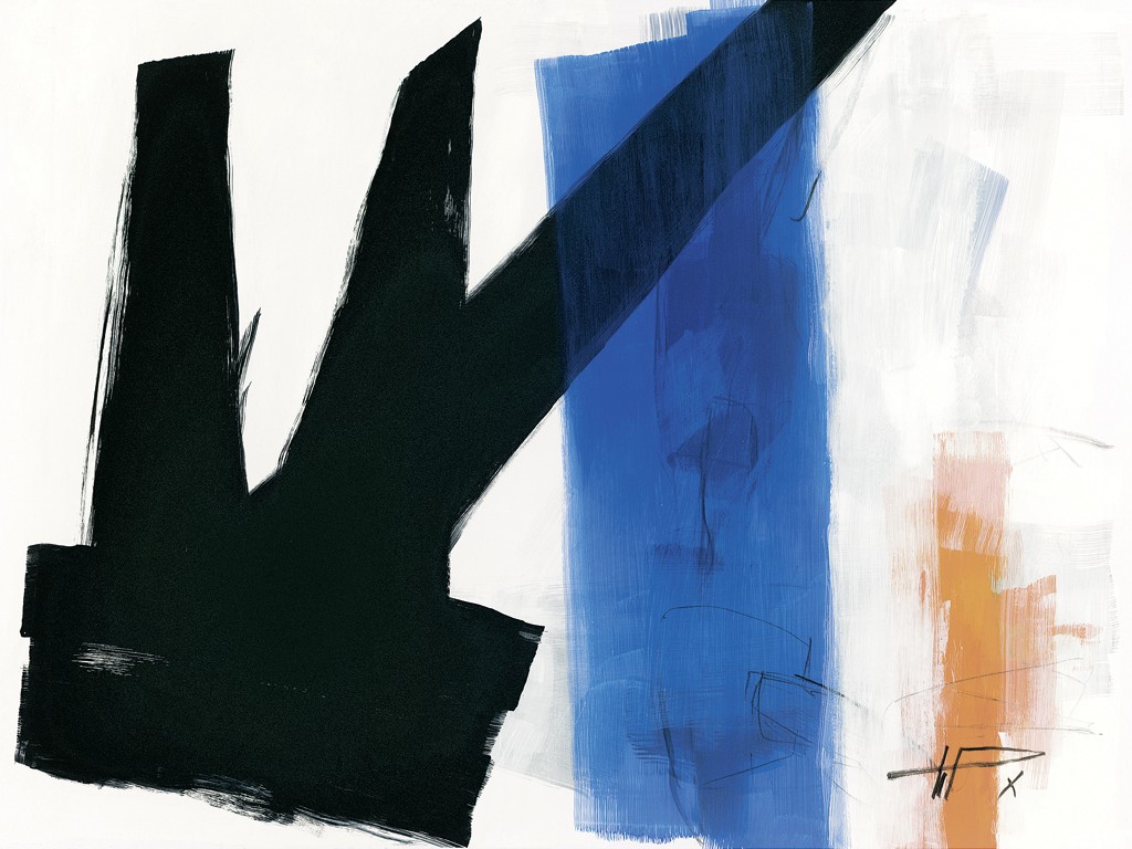 Wolfgang Pfortner, Tripod Reverso (Abstrakt, abstrakte Malerei, Streifen, geometrische Formen, Muster, Wohnzimmer, Büro, Business)