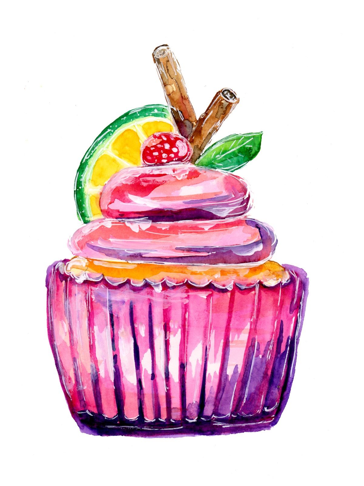 Konfiguration benutzen (Cupcake, Muffin, Kuchen, Lecker, Erdbeere, Topping, Sahne, Backen, Aquarell,  Wunschgröße, zeitgenössisch, Treppenhaus, Esszimmer, Küche)