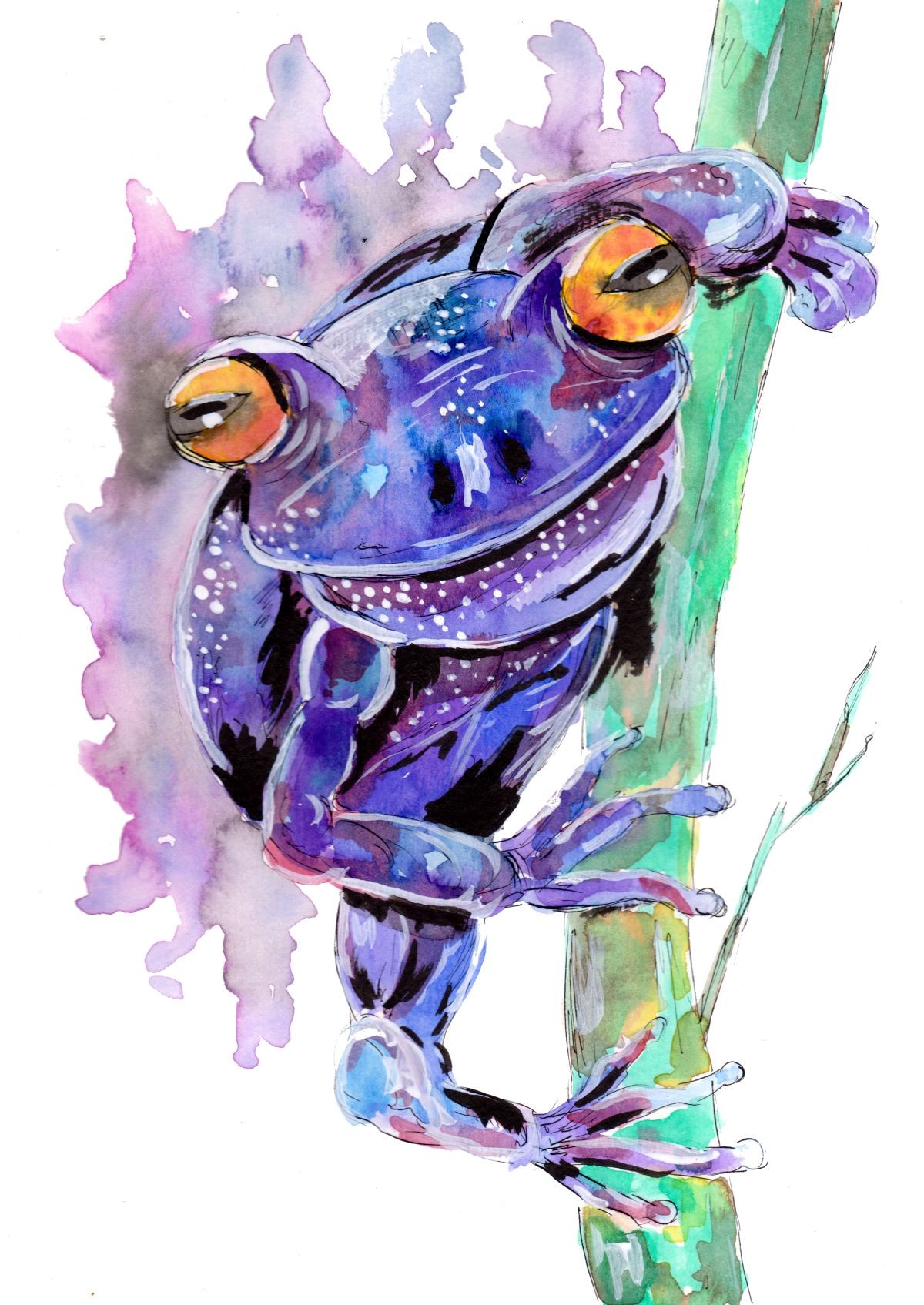 Konfiguration benutzen (Frosch, Amphibie, Tiere, Aquarell, Wunschgröße, zeitgenössisch, Treppenhaus, Wohnzimmer, Badezimmer)