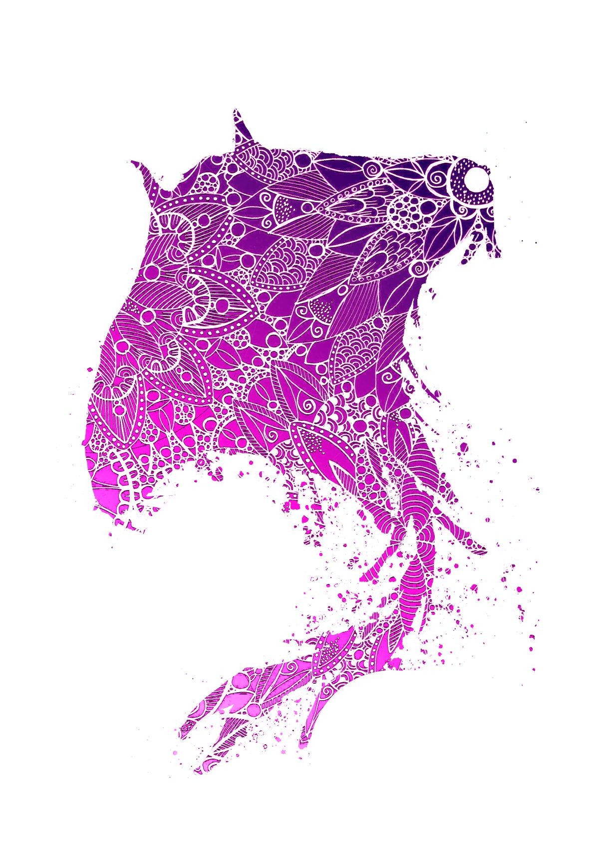 Konfiguration benutzen (Manta, Rochen, Fisch, Tiere, Ozean, Mandala, florale Muster, Silhouette,  Wunschgröße, zeitgenössisch, Treppenhaus, Wohnzimmer, Jugendzimmer)