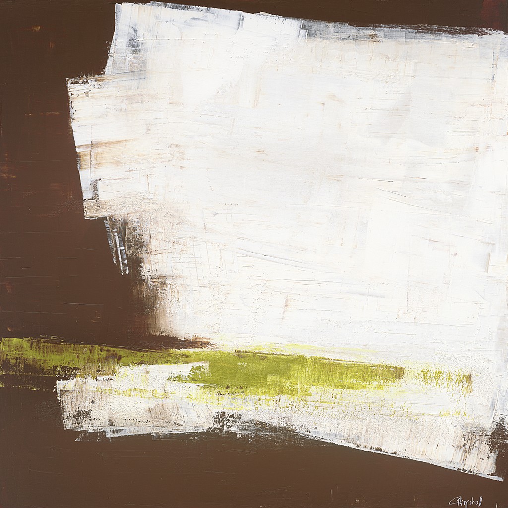 Cornelia Riepshoff, Ausschnitt II (Moos) (Malerei, abstrakt, Farbflächen, Farbfelder,  zeitgenössisch, Kunst der Gegenwart & Moderne, braun/beige)