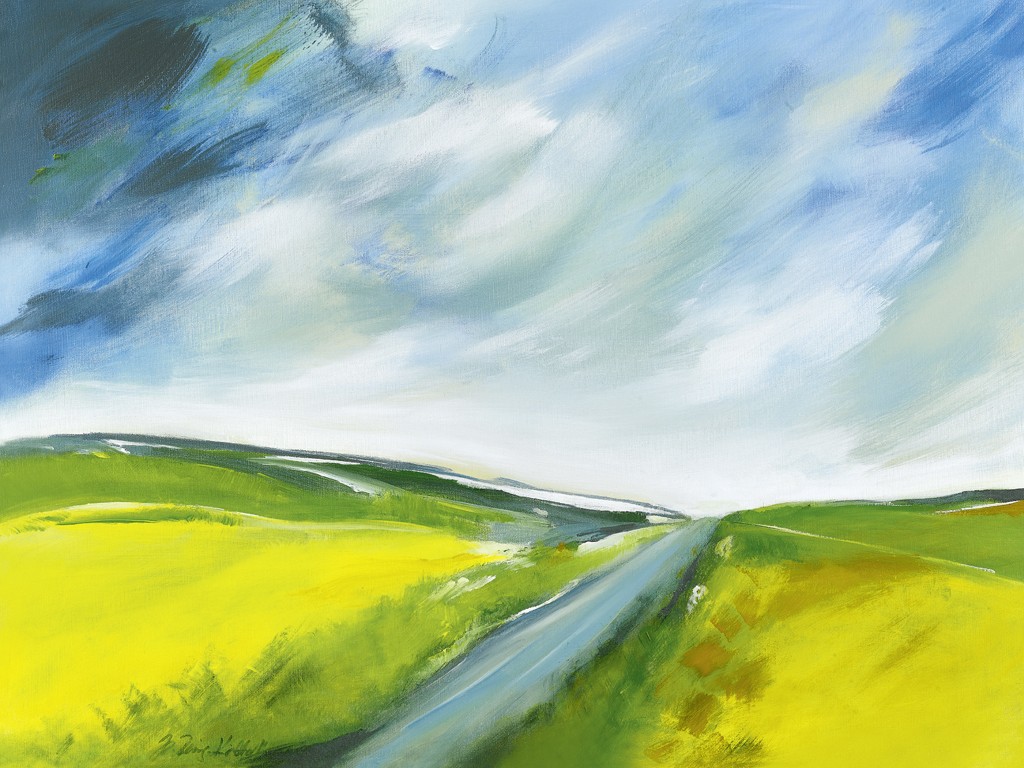 Martina Reinig-Kirchhoff, Schleswig-Holstein (Landschaft, Landschaftsmalerei, Rapsfelder, Himmel, modern, impressionistisch, Horizont, Norddeutschland, Wohnzimmer)