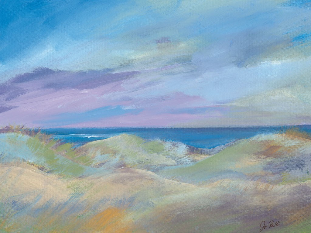 Martina Reinig-Kirchhoff, Westküste 1 (Dünen, Sand, Meer,  Meeresbrise, Horizont, Himmel, modern, impressionistisch,   Norddeutschland, Wohnzimmer)