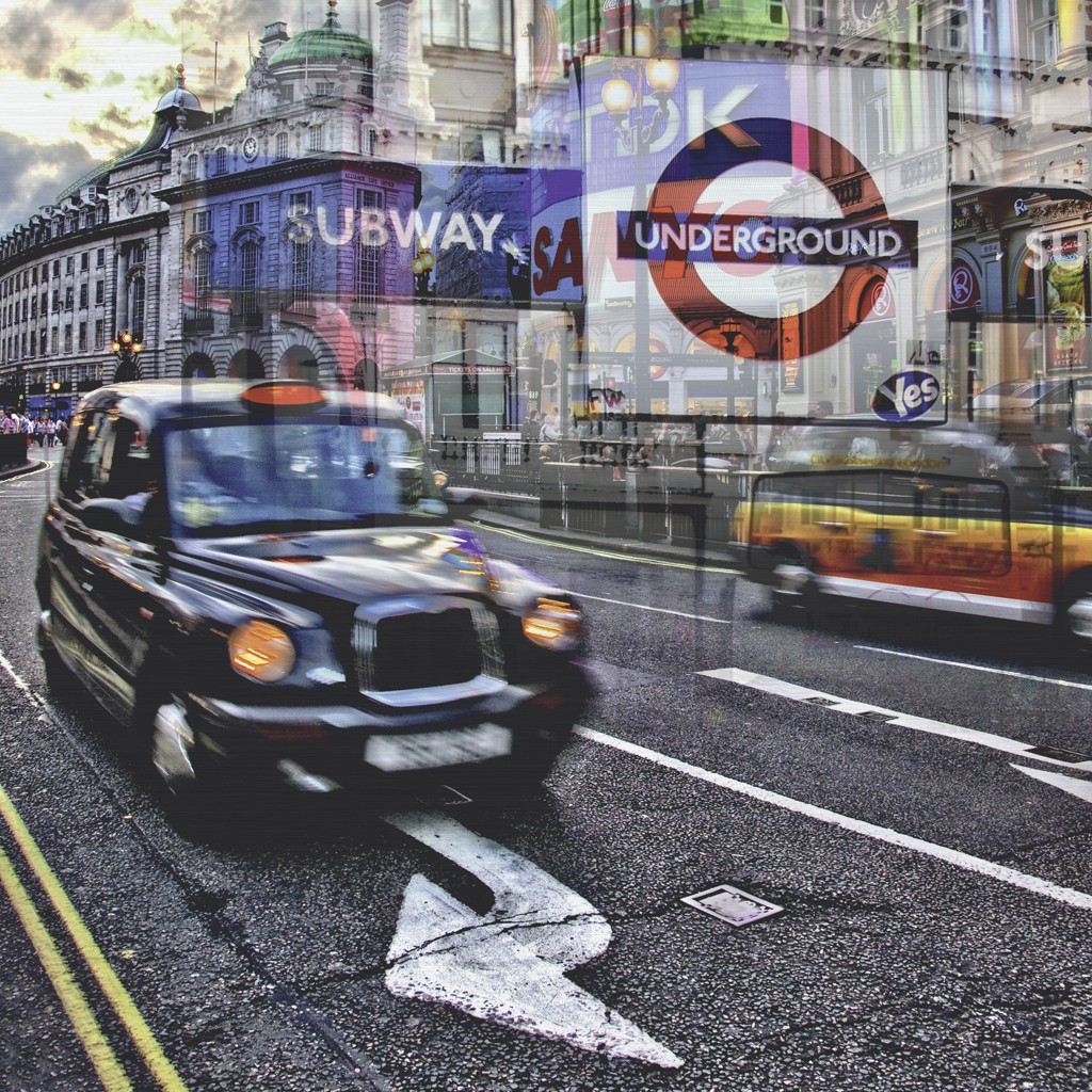Oliver Rossdeutscher, London Underground (London, historisches Taxi, Subway, U-Bahn, Schilder, Städte, Fotokunst, Treppenhaus, Wohnzimmer,  XX-Um die Welt)