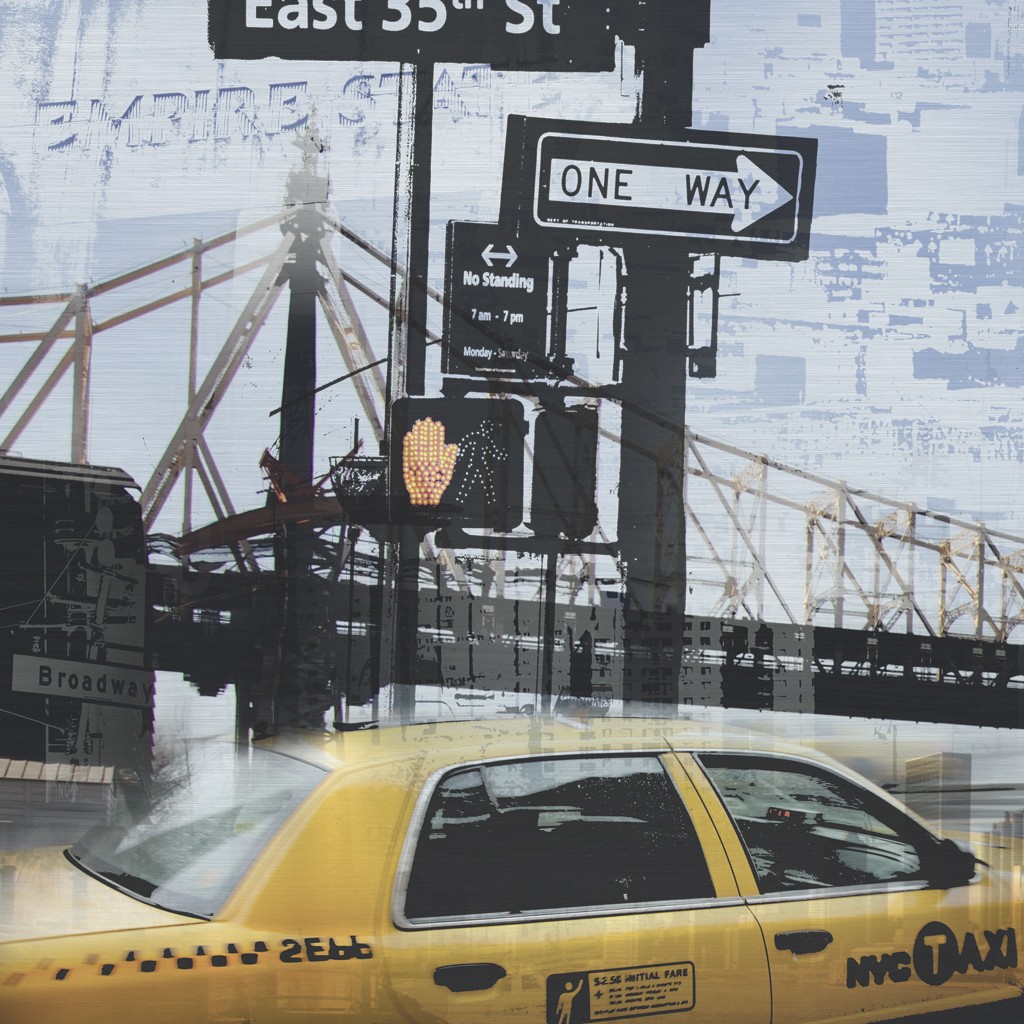 Oliver Rossdeutscher, Queensborough I (New York, Stadtteil, gelbes Taxi, Brücke, Einbahnstraße, Städte, Fotokunst, Treppenhaus, Wohnzimmer, XX-Um die Welt)