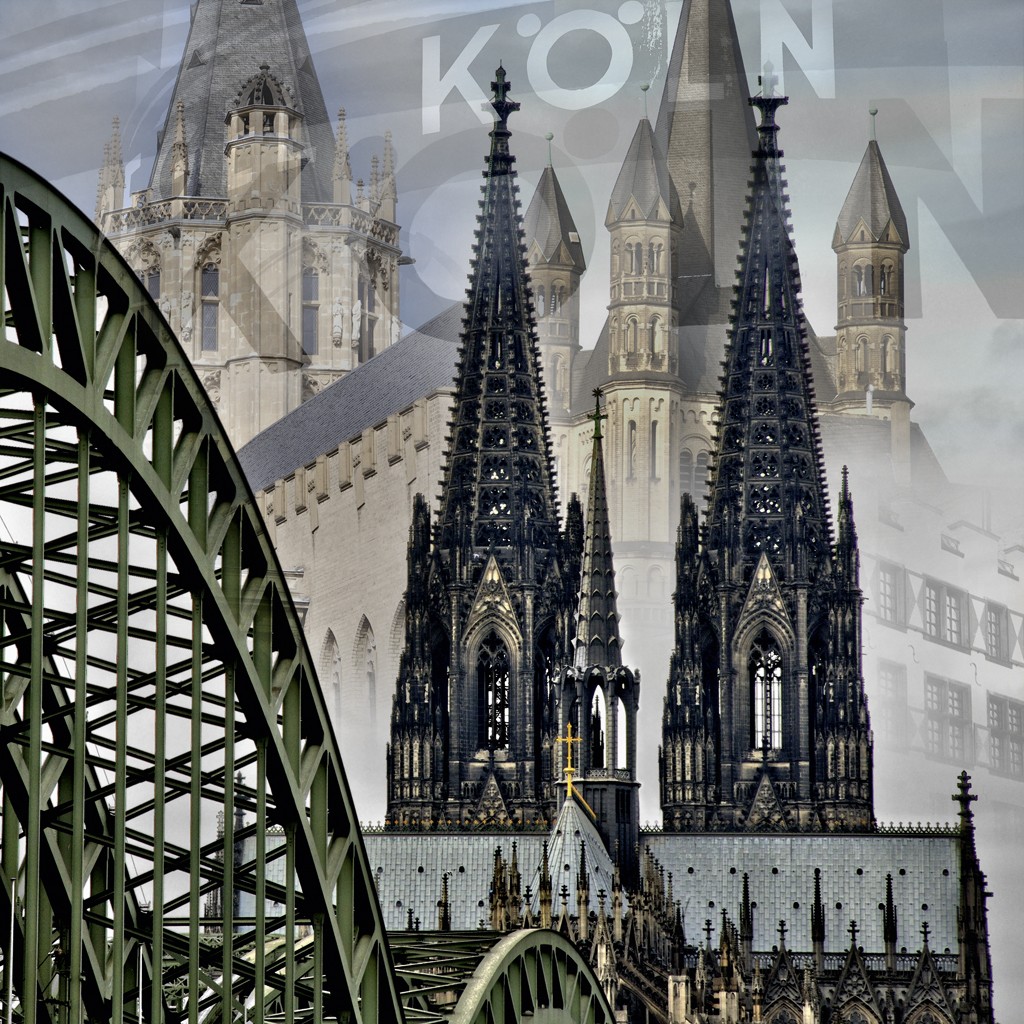 Oliver Rossdeutscher, Kölner Dom (Architektur, Köln, Kölner Dom,Hohenzollernbrücke, Groß Sankt Martin-Kirche, Städte, Deutschland, Fotokunst, Treppenhaus, Wohnzimmer, XX-Um die Welt)