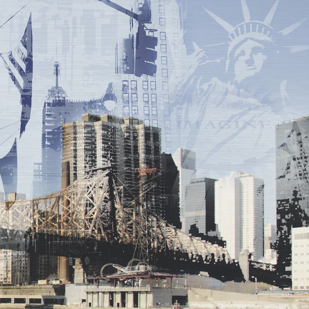 Oliver Rossdeutscher, Queensborough III (New York, Stadtteil, Brooklyn Bridge, Freiheitsstatue, amerikanische Flagge, Städte, Fotokunst, Treppenhaus, Wohnzimmer, XX-Um die Welt)
