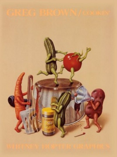 Leinwandbild Greg Brown - Cookin (Gemüse, personifiziertes Gemüse, Gurken, Tomaten, Karotte, Kartoffel, Musikgruppe, Tanz, witzig, lustig, komisch, KIüche, Esszimmer, Gastronomie, Bistro, Grafik, bunt)