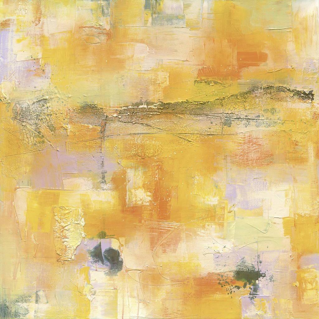 Petra Stahl, Cornwall (Abstrakt, Modern, zeitgenössisch, gespachtelt,  Muster, abstrakte Malerei, Wohnzimmer, Treppenhaus, Büro, orange/gelb)