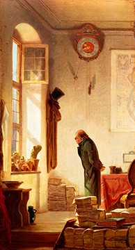 Carl Spitzweg, Der Kaktusliebhaber (Malerei, Klassiker, Kaktus, Rentner, Interieur, Zimmer, Zeitungen, Sammler, Sonnenlicht, Spätromantik, Hobby, Wunschgröße, Wohnzimmer, bunt)