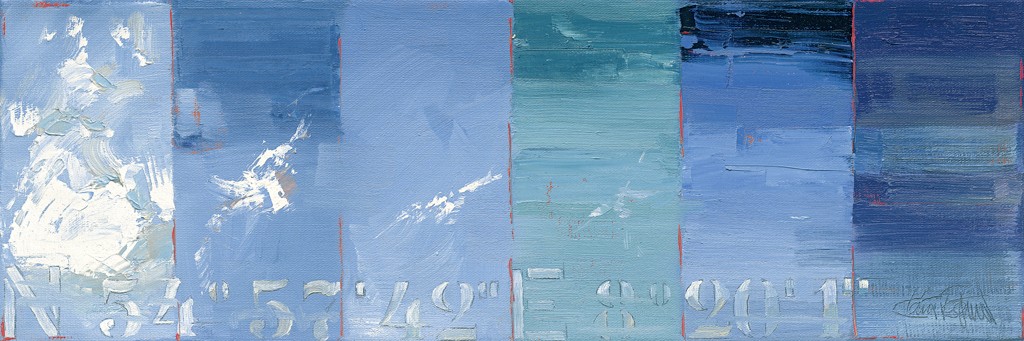 Claus Tegtmeier, Dissolving Cloud North 54 (Wolken, Himmel, Wetter, abstrahiert, modern, Malerei, Wohnzimmer, Schlafzimmer, blau/weiß)