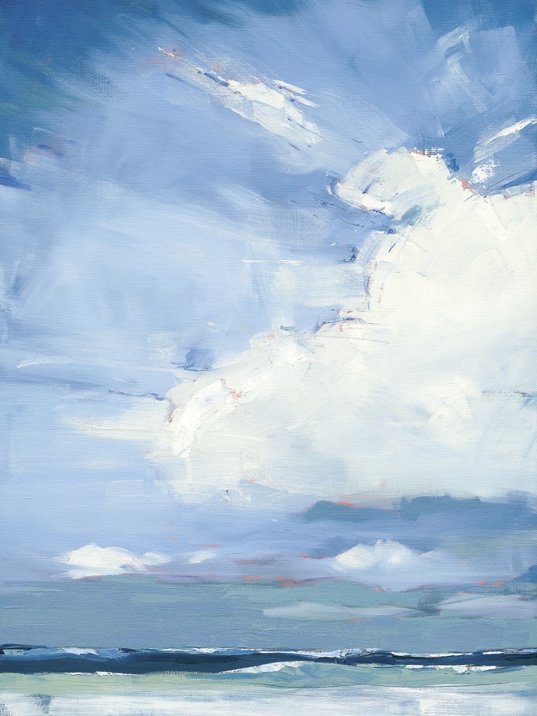 Claus Tegtmeier, Nordseetag 1 (Meer, Meeresbrise, Wolke, Himmel, Wellen, Horizont, abstrahiert, modern, Malerei, Wohnzimmer, bunt)