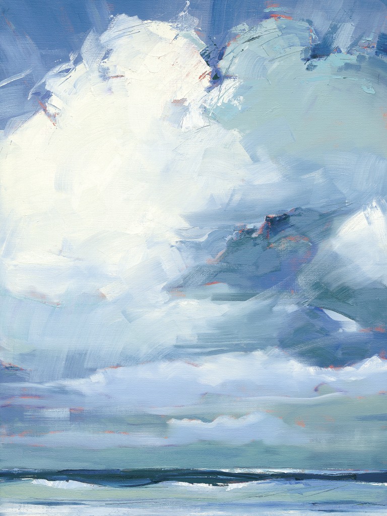 Claus Tegtmeier, Nordseetag 2 (Meer, Meeresbrise, Wolke, Himmel, Wellen, Horizont, abstrahiert, modern, Malerei, Wohnzimmer, bunt)