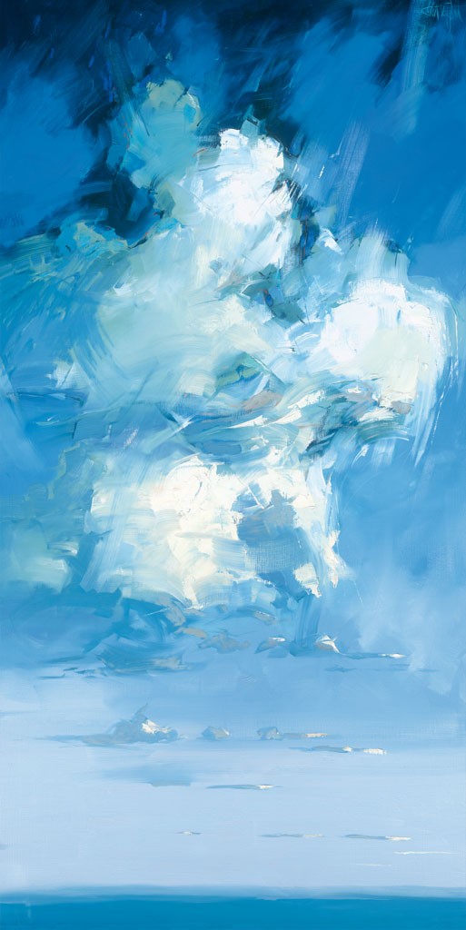 Claus Tegtmeier, HighSky (Himmel, Wolken, Horizont, Meer,  Meeresbrise, abstrahiert, maritim, modern, zeitgenössisch, Treppenhaus, Wohnzimmer, blau)