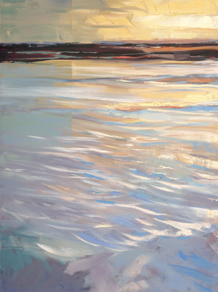 Claus Tegtmeier, Mare 1 (Horizont, Meer, Wasser, Bewegung, Sonnenuntergang,  Meeresbrise, abstrahiert, maritim, modern, zeitgenössisch, Treppenhaus, Wohnzimmer,)