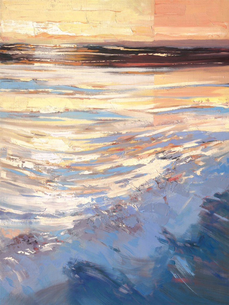 Claus Tegtmeier, Mare 2 (Horizont, Meer, Wasser, Bewegung, Sonnenuntergang,  Meeresbrise, abstrahiert, Bewegung, maritim, modern, zeitgenössisch, Treppenhaus, Wohnzimmer,)