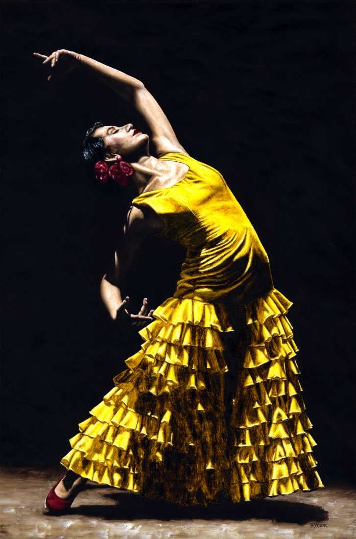Konfiguration benutzen (Flamenco, Tänzerin, Energie, Tanz, Frau, Konzentration, Malerei, zeitgenössischer Realismus, Wohnzimmer, Wunschgröße, bunt)
