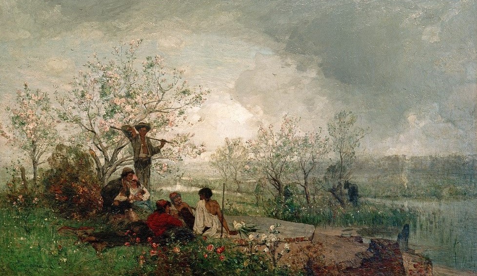 Hans Peter Fedderson, Zigeunerlager (Landschaft, Landschaftsmalerei, Lager, Menschen, Zigeuner, romantisch,  Expressionismus, Wunschgröße, Wohnzimmer, Klassiker)