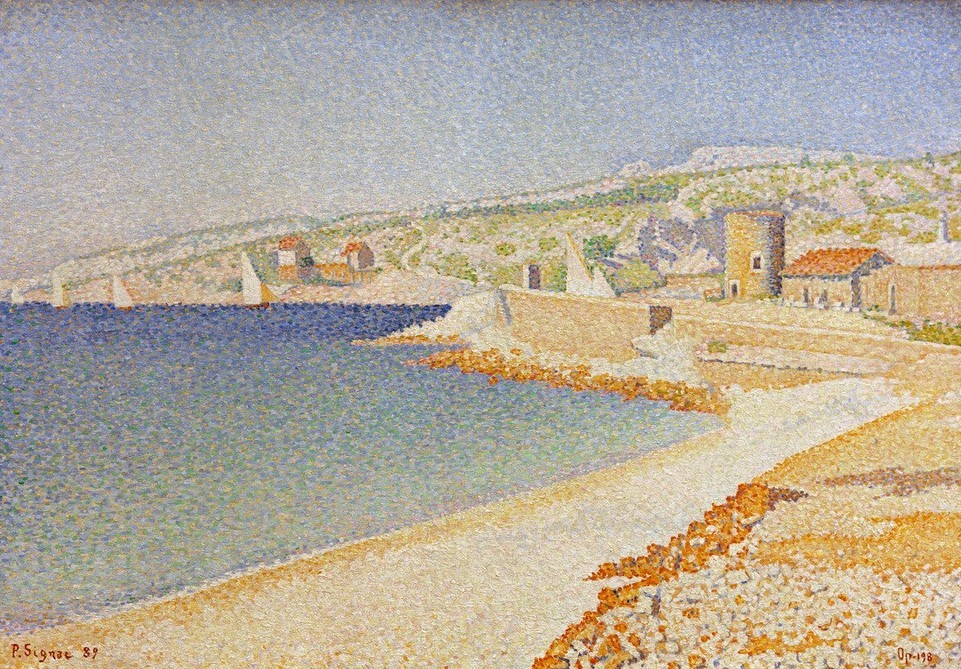 Paul Signac, La jetée de Cassis (Opus 198) (Geographie,Küste,Landschaft,Mole,Meer,Französische Kunst,Topographie)
