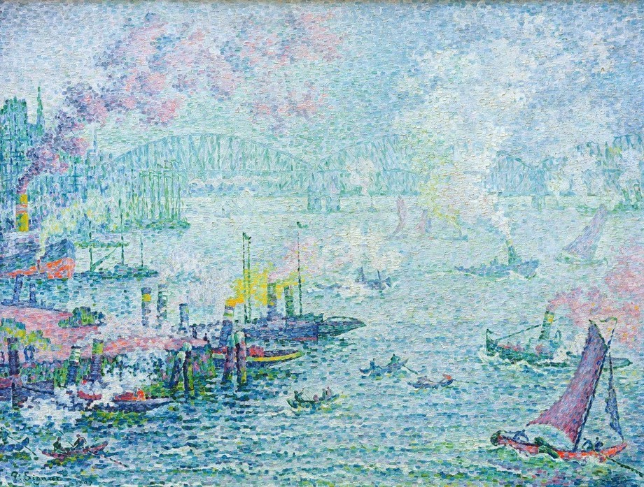 Paul Signac, Le port de Rotterdam (Geographie,Hafen,Pointillismus,Französische Kunst,Topographie,Schifffahrt)