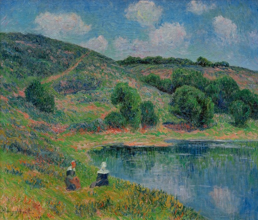 Henry Moret, Lande de Saint-Guinole près de Pont– Aven  (Landschaft, Landschaftsmalerei, Sommer, See, Bretagne, Frankreich, Impressionismus, Klassiker, Wohnzimmer, Wunschgröße)
