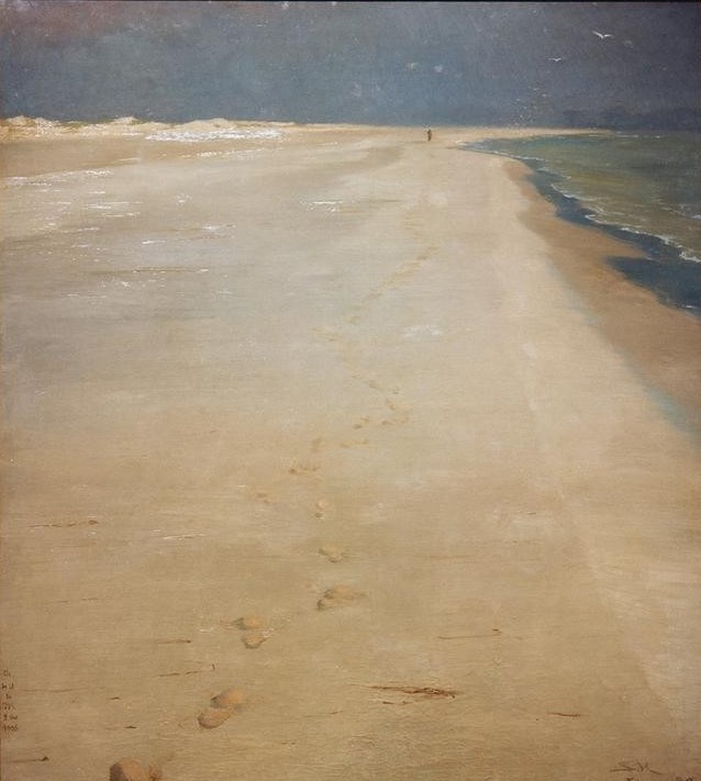 Peter Severin, Südstrand von Skagen  (Strand, Sand, Meer, Horizont, Meeresbrise, Impressionismus,  Klassische Moderne,  Kroyer, Wunschgröße, Wohnzimmer, Malerei, bunt)