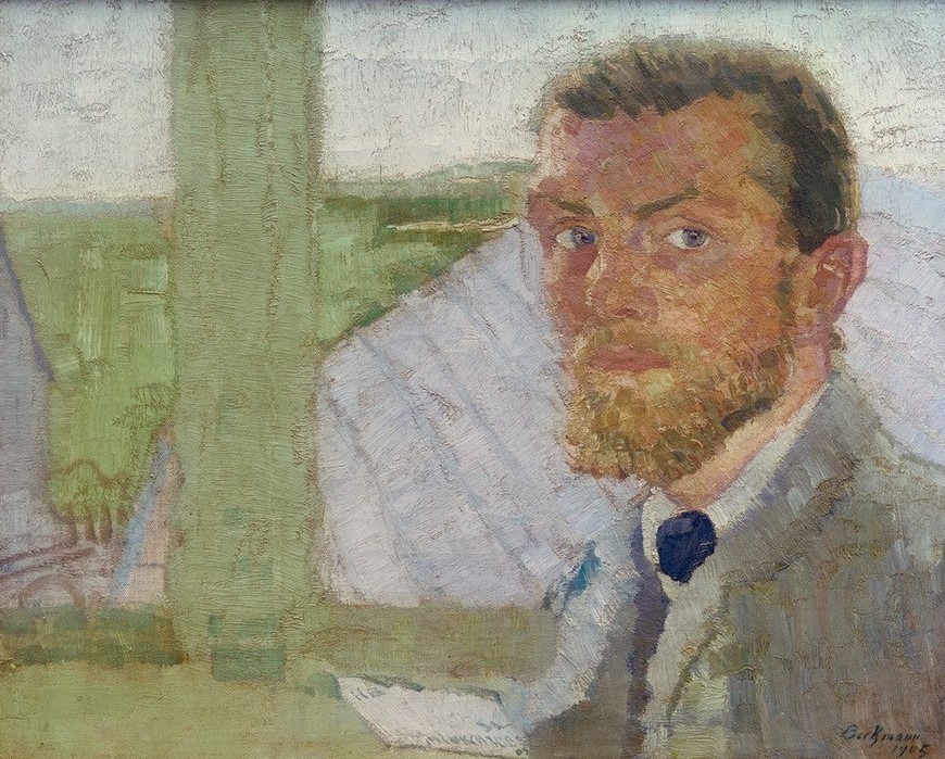 Max Beckmann, untitled (Portrait, Mann, Bart, Expressionismus, Klassische Moderne, Malerei, Wohnzimmer, Treppenhaus, Wunschgröße, bunt)