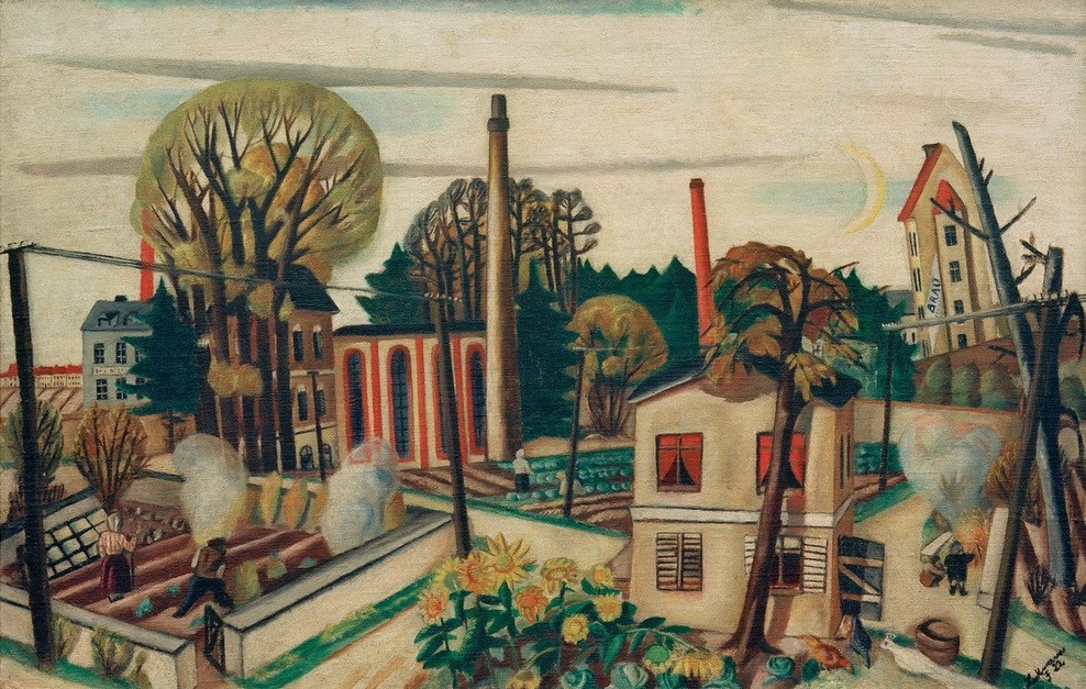 Max Beckmann, Landschaft bei Frankfurt, mit Fabrik (Kunst,Wirtschaft und Infrastruktur,Orte und Reise)