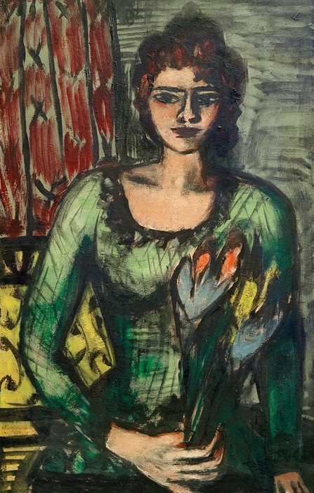 Max Beckmann, Bildnis Quappi im grünen Jumper (Kunst,Persönlichkeiten)