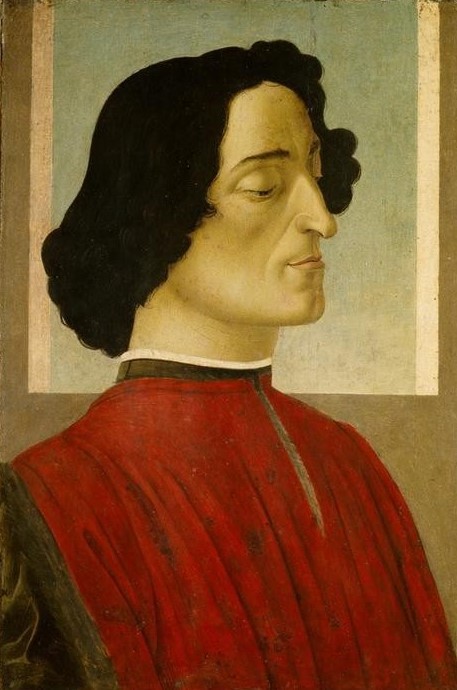 Sandro Botticelli, Unbekannt  (Portrait, Profil, Adeliger, Fiorentiner, Renaissance, Italien, Medici,Giuliano de Medici, People & Eros, Voel, Turteltaube, Allegorie, Loyalität, Persönlichkeiten, Malerei, Klassiker,  Wunschgröße, Wohnzimmer, bunt)